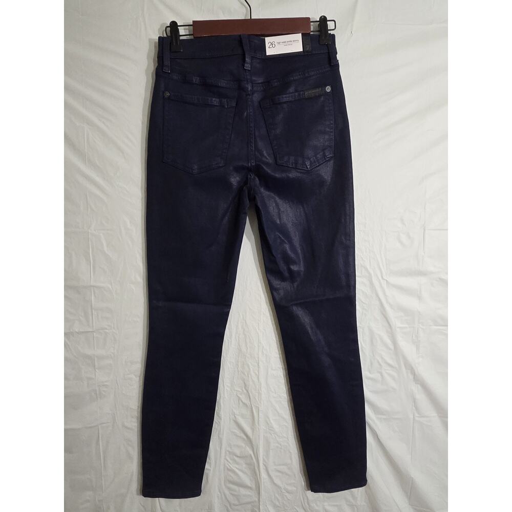 NWT 7 For All Mankind HighRise Ankle Skinny Coated Jeans Women 26 Royal Purple - Picture 8 of 12